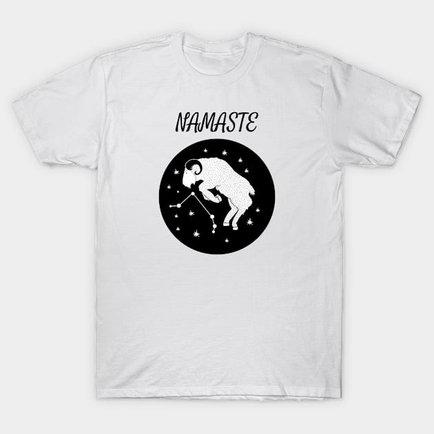 Namaste Aries Zodiac T-Shirt by DesignIndex